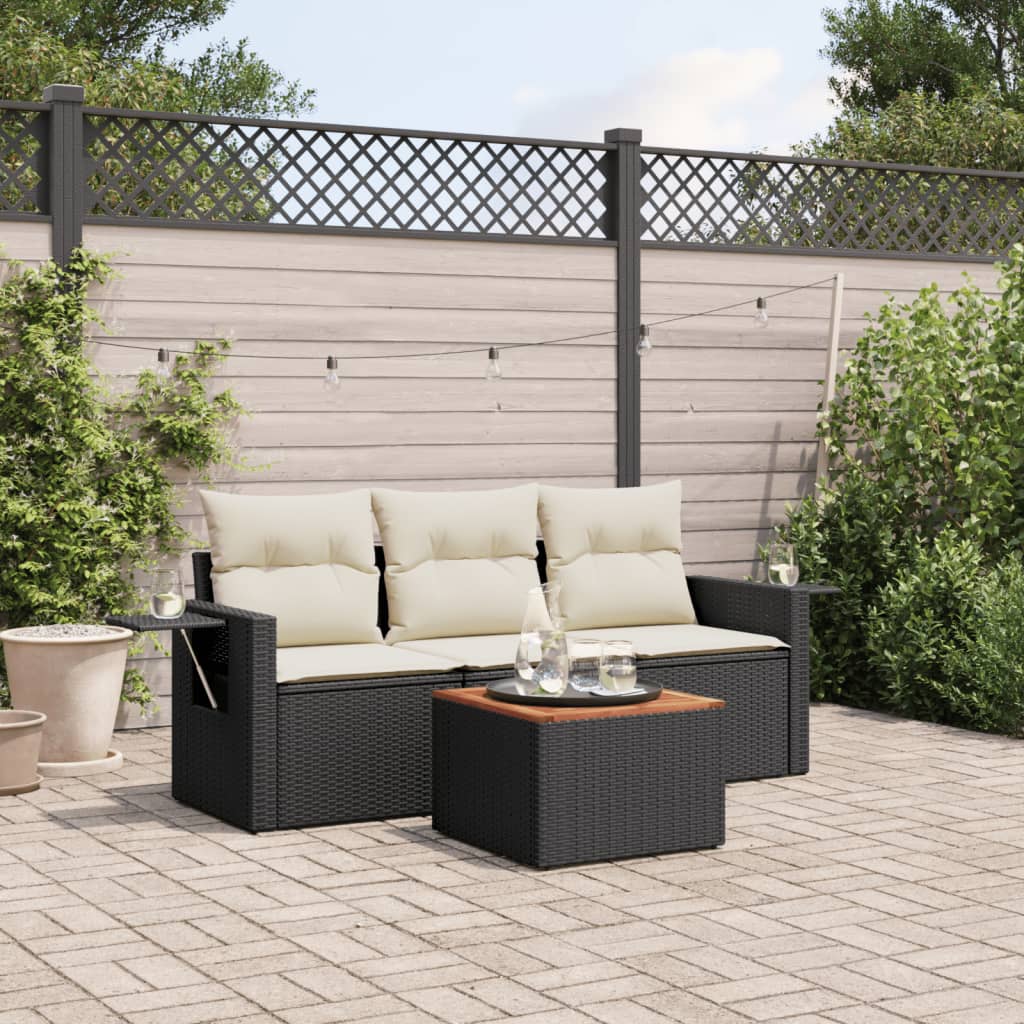 8721102357343_m_en_hd_1 vidaXL 4 Piece Garden Sofa Set with Cushions Black Poly Rattan - Image 1