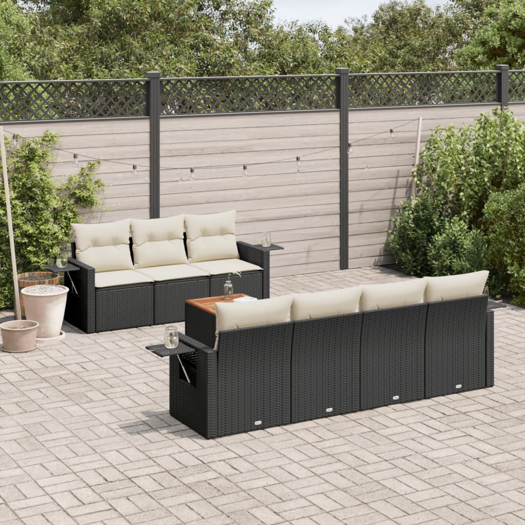 8721102357695_m_en_hd_1 vidaXL 8 Piece Garden Sofa Set with Cushions Black Poly Rattan - Image 1