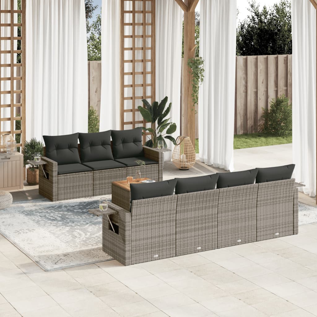 8721102357732_m_en_hd_1 vidaXL 8 Piece Garden Sofa Set with Cushions Grey Poly Rattan - Image 1