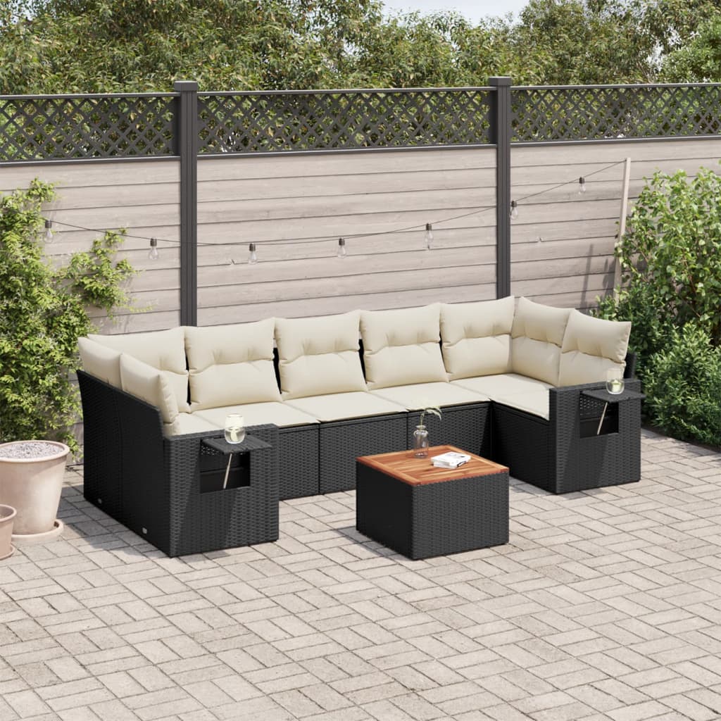 8721102357763_m_en_hd_1 vidaXL 8 Piece Garden Sofa Set with Cushions Black Poly Rattan - Image 1