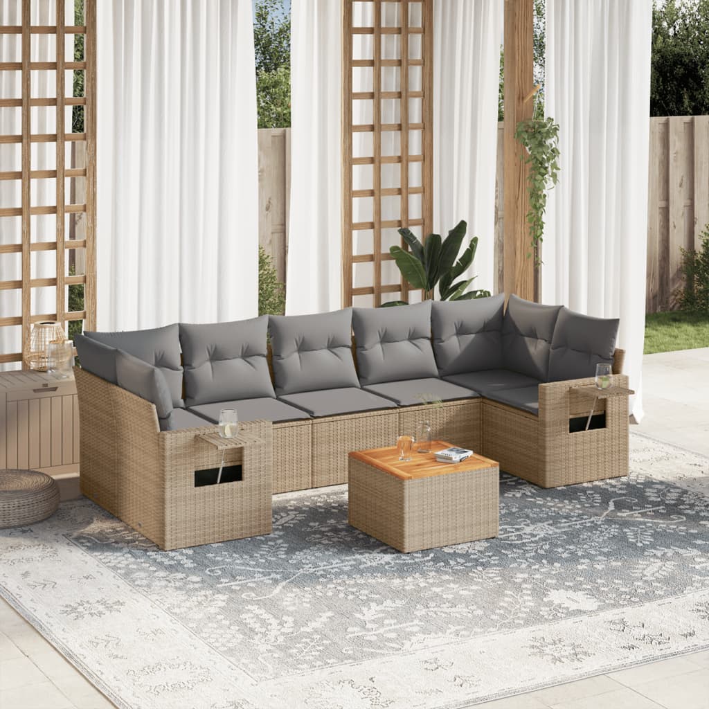 8721102357794_m_en_hd_1 vidaXL 8 Piece Garden Sofa Set with Cushions Mix Beige Poly Rattan - Image 1