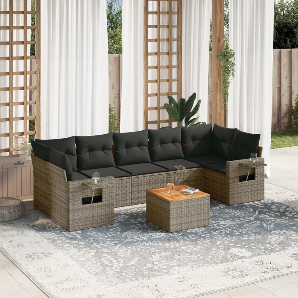 8721102357800_m_en_hd_1 vidaXL 8 Piece Garden Sofa Set with Cushions Grey Poly Rattan - Image 1