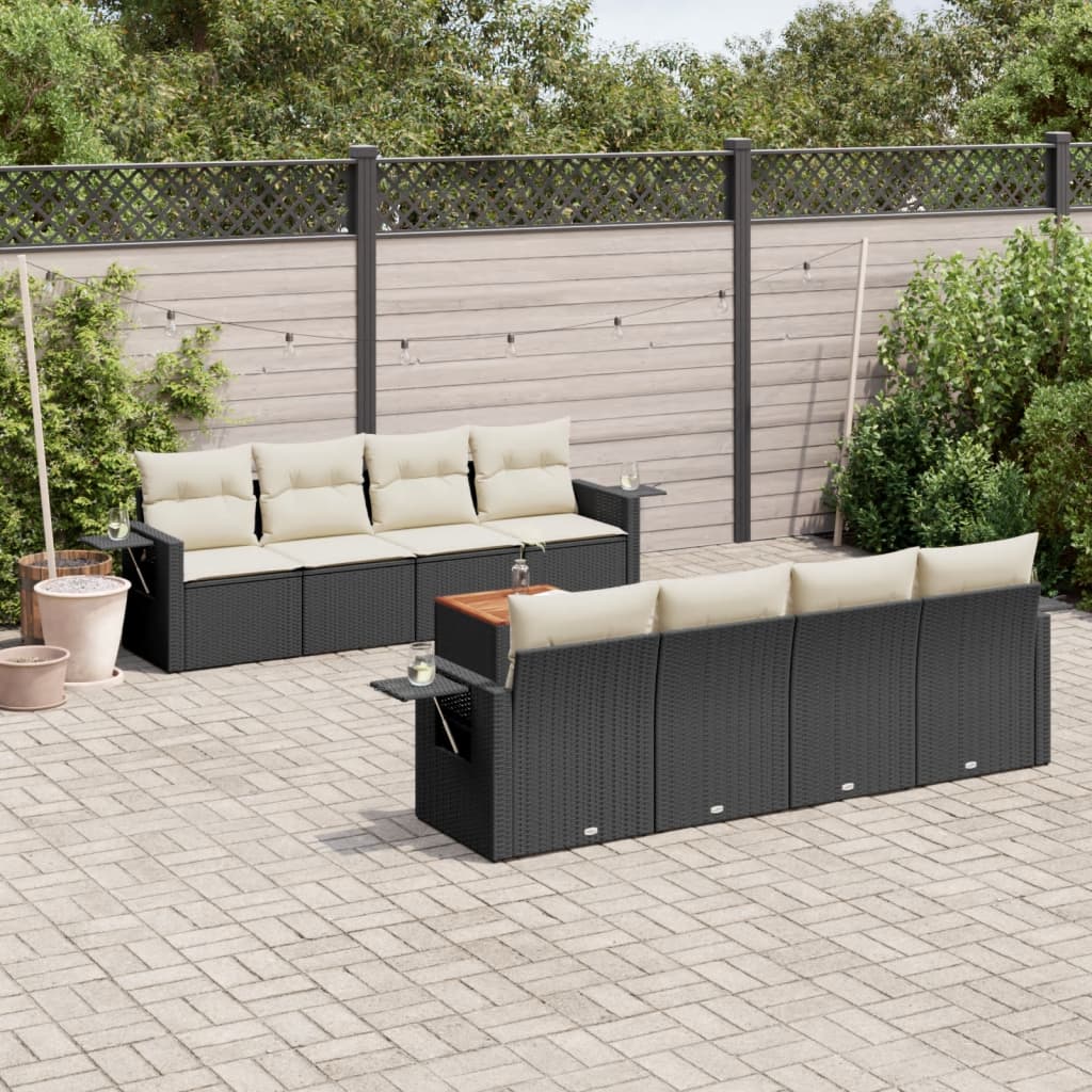 8721102357831_m_en_hd_1 vidaXL 9 Piece Garden Sofa Set with Cushions Black Poly Rattan - Image 1