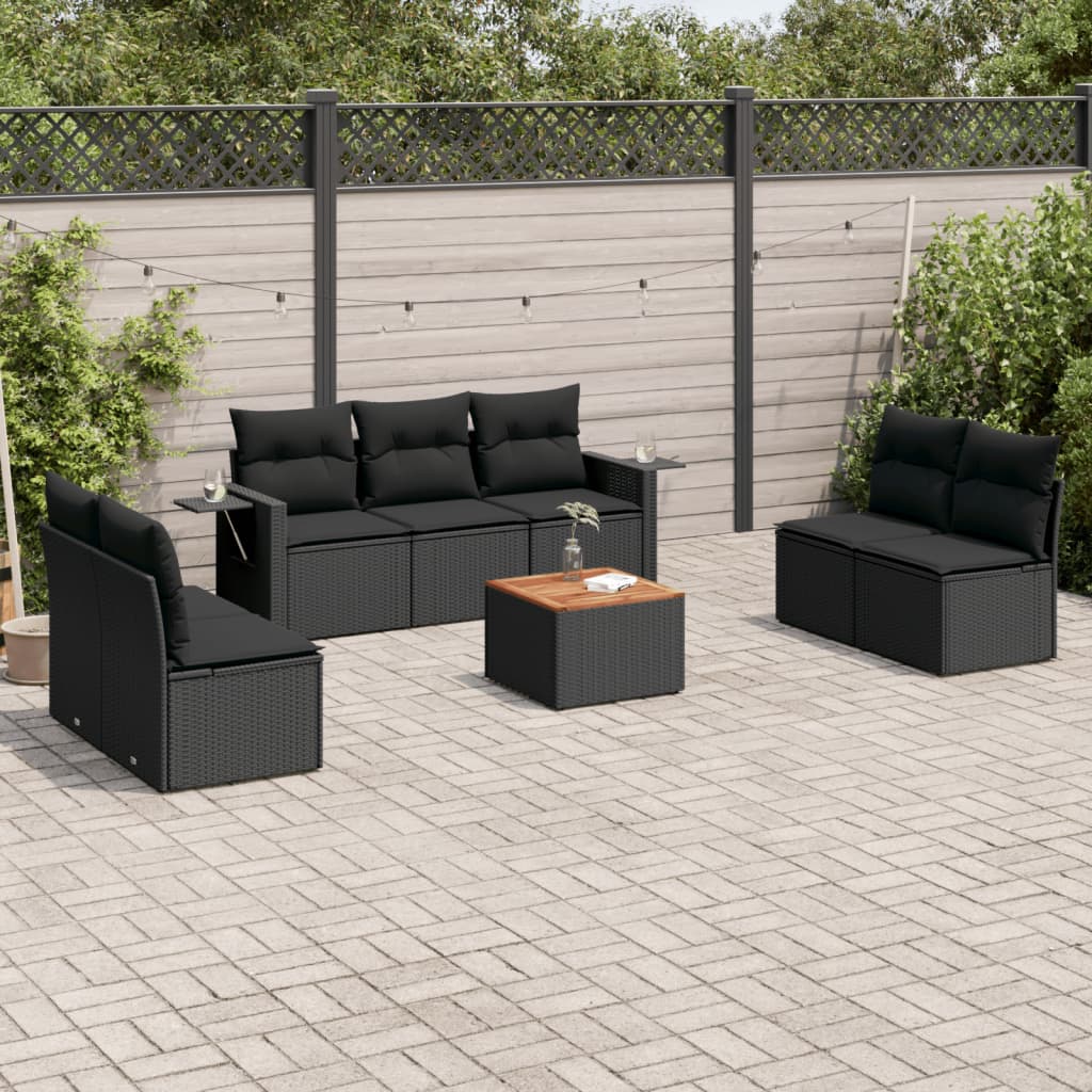 8721102358173_m_en_hd_1 vidaXL 8 Piece Garden Sofa Set with Cushions Black Poly Rattan - Image 1