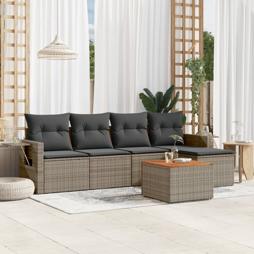 8721102358432_m_en_hd_1 vidaXL 6 Piece Garden Sofa Set with Cushions Grey Poly Rattan - Image 1