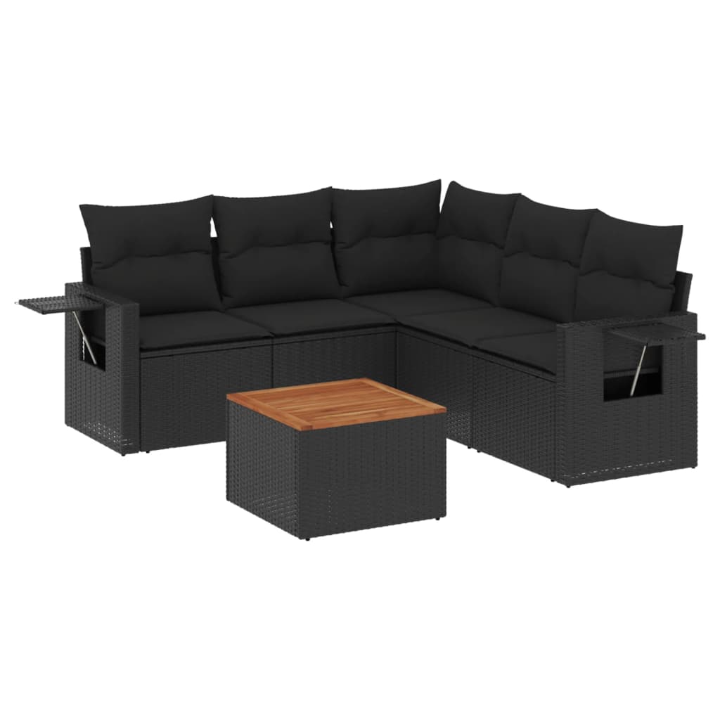 8721102358593_a_en_hd_1 vidaXL 6 Piece Garden Sofa Set with Cushions Black Poly Rattan - Image 2