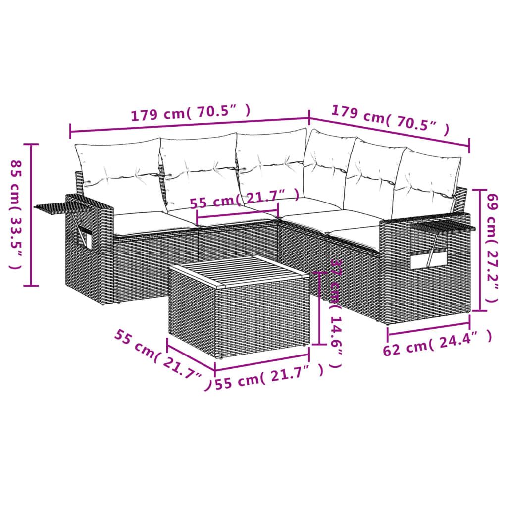 8721102358593_g_en_hd_1 vidaXL 6 Piece Garden Sofa Set with Cushions Black Poly Rattan - Image 3