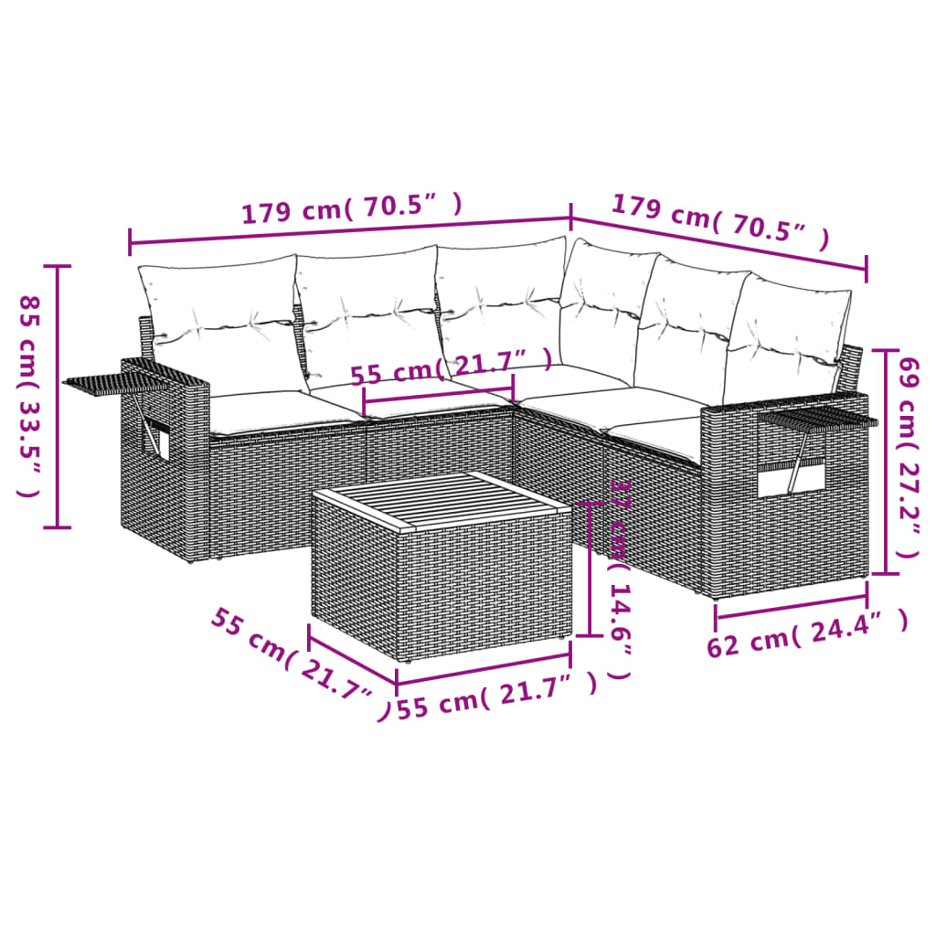 8721102358609_g_en_hd_1 vidaXL 6 Piece Garden Sofa Set with Cushions Black Poly Rattan - Image 3