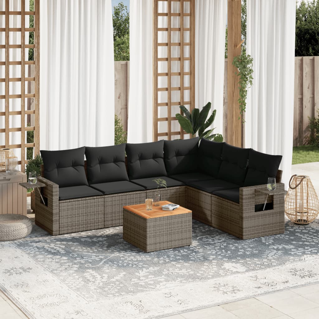 8721102358852_m_en_hd_1 vidaXL 7 Piece Garden Sofa Set with Cushions Grey Poly Rattan - Image 1
