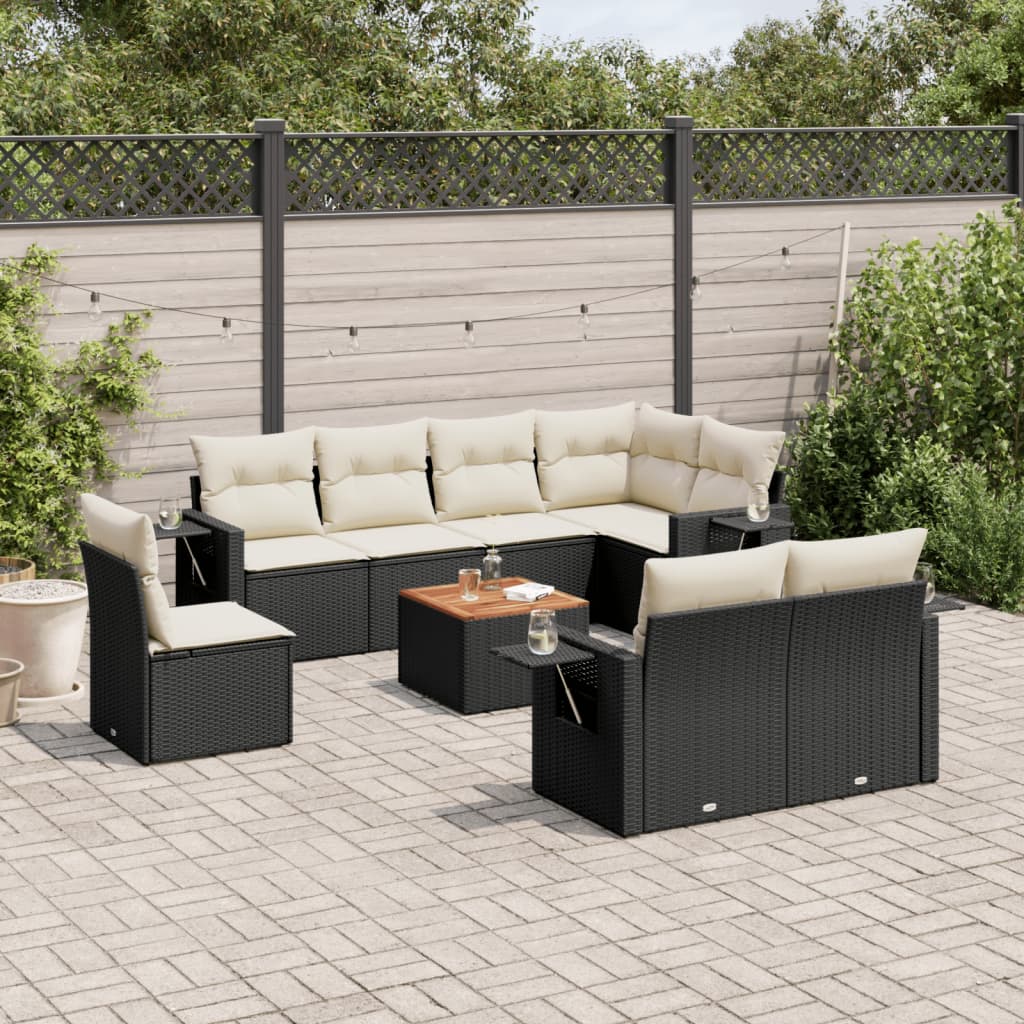 8721102359583_m_en_hd_1 vidaXL 9 Piece Garden Sofa Set with Cushions Black Poly Rattan - Image 1