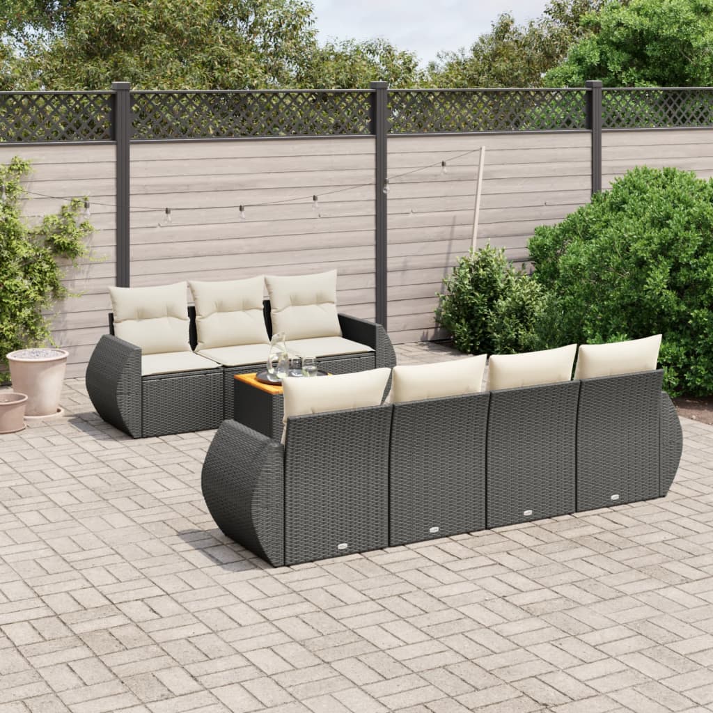 8721102362101_m_en_hd_1 vidaXL 8 Piece Garden Sofa Set with Cushions Black Poly Rattan - Image 1