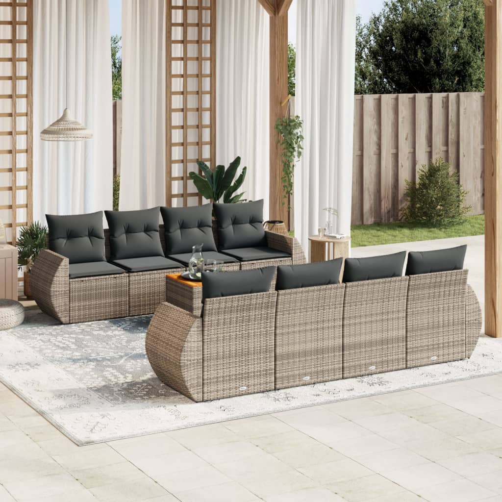 8721102362286_m_en_hd_1 vidaXL 9 Piece Garden Sofa Set with Cushions Grey Poly Rattan - Image 1
