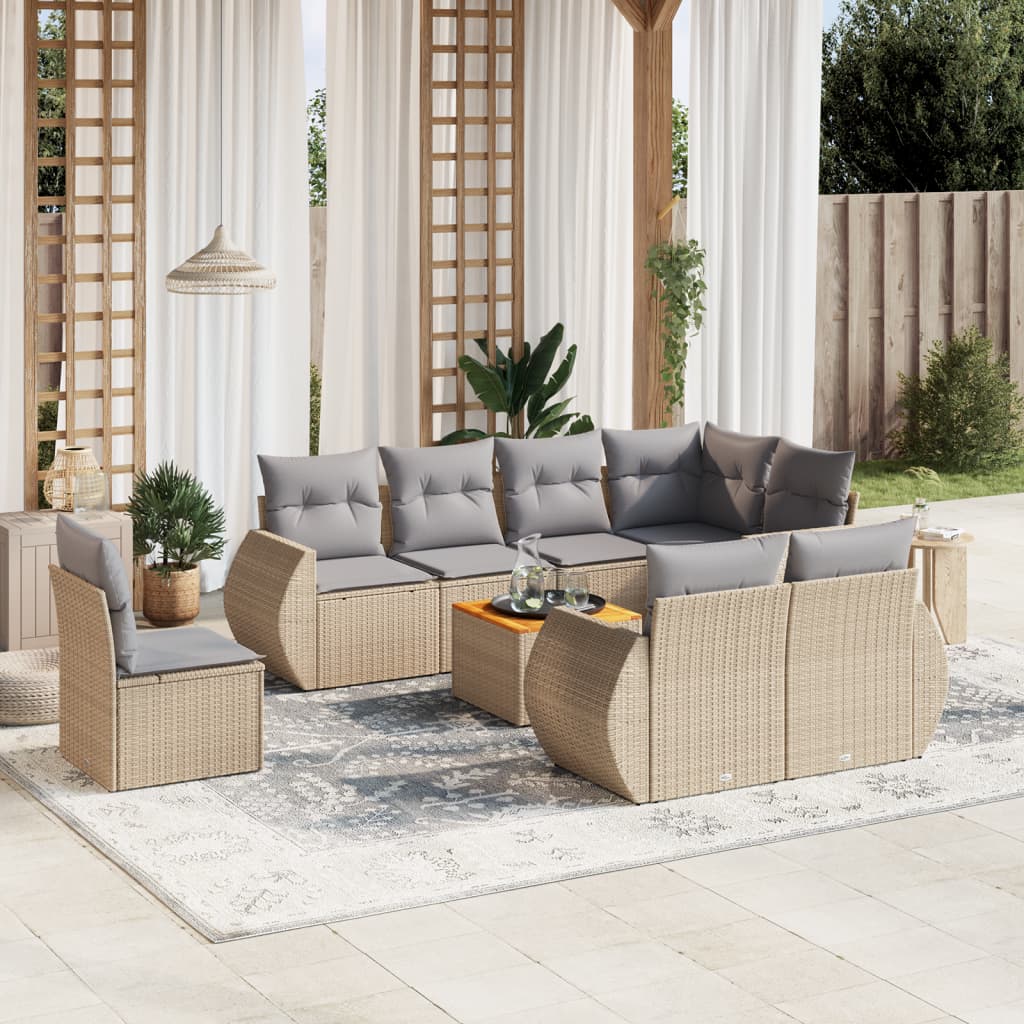 8721102364020_m_en_hd_1 vidaXL 9 Piece Garden Sofa Set with Cushions Beige Poly Rattan - Image 1