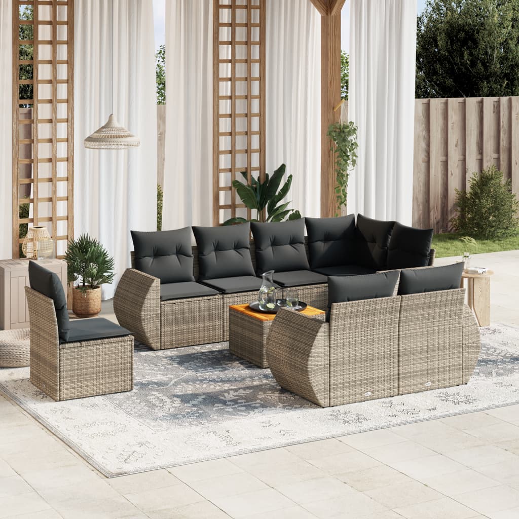8721102364037_m_en_hd_1 vidaXL 9 Piece Garden Sofa Set with Cushions Grey Poly Rattan - Image 1