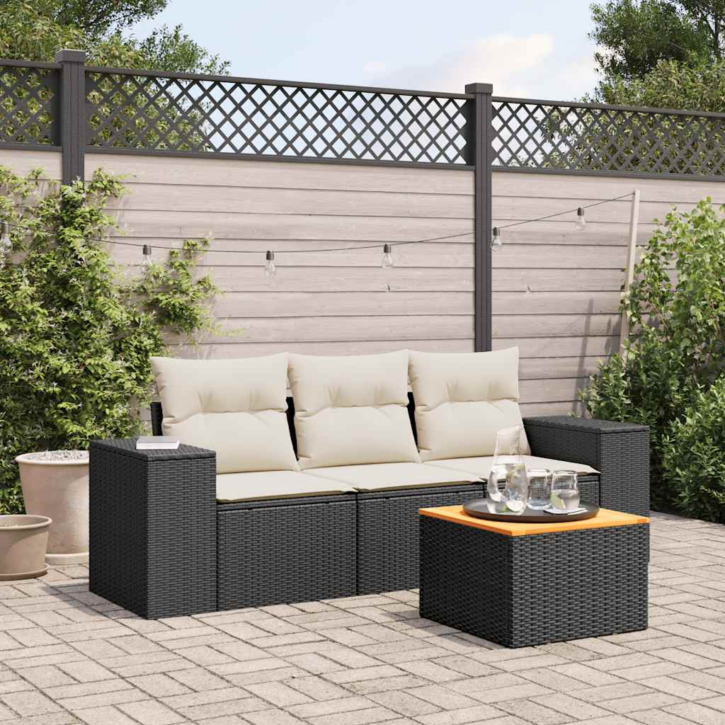 8721102366161_m_en_hd_1 vidaXL 4 Piece Garden Sofa Set with Cushions Black Poly Rattan - Image 1