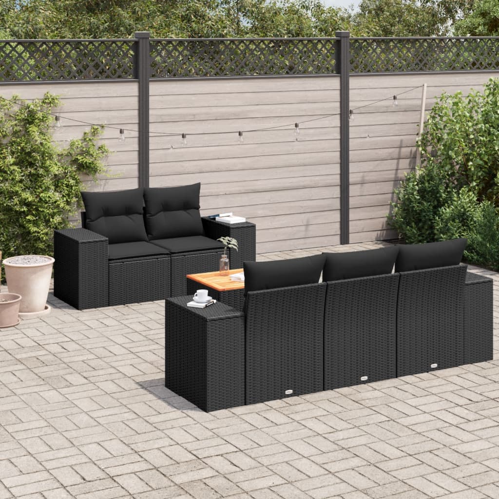 8721102366291_m_en_hd_1 vidaXL 6 Piece Garden Sofa Set with Cushions Black Poly Rattan - Image 1