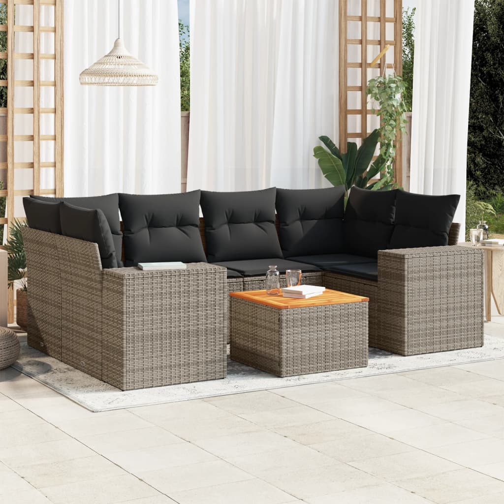 8721102366482_m_en_hd_1 vidaXL 7 Piece Garden Sofa Set with Cushions Grey Poly Rattan - Image 1