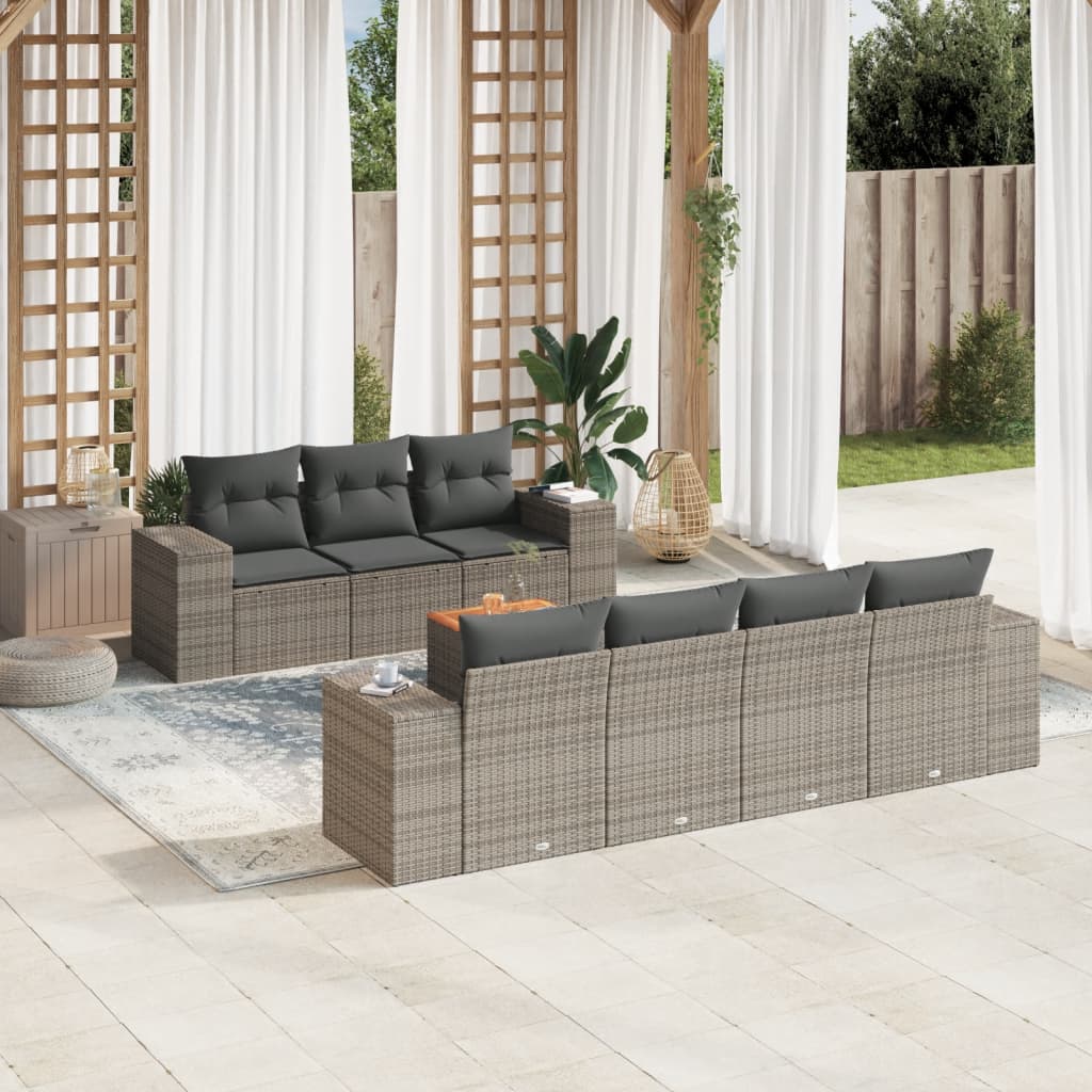 8721102366550_m_en_hd_1 vidaXL 8 Piece Garden Sofa Set with Cushions Grey Poly Rattan - Image 1