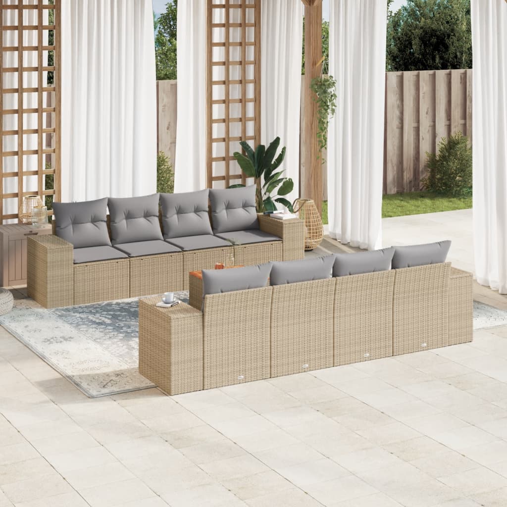 8721102366680_m_en_hd_1 vidaXL 9 Piece Garden Sofa Set with Cushions Beige Poly Rattan - Image 1