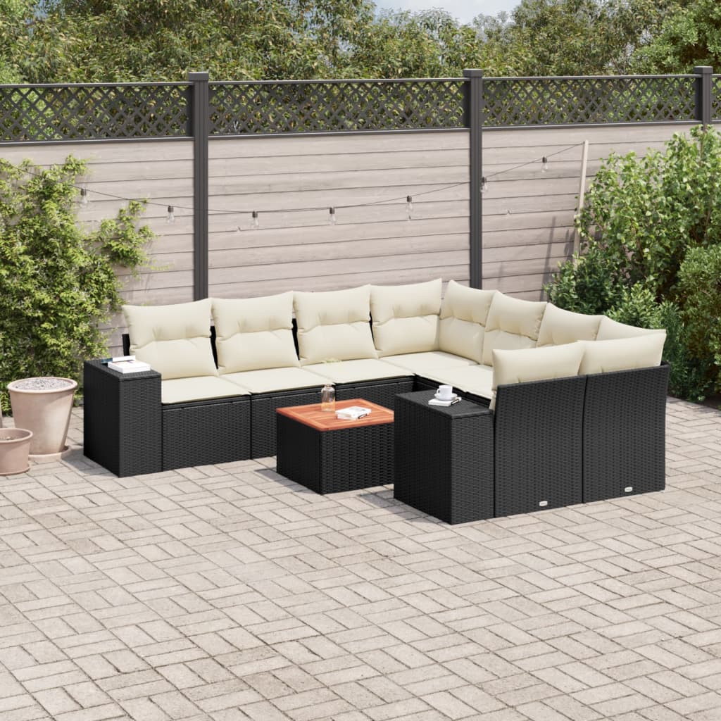 8721102366727_m_en_hd_1 vidaXL 9 Piece Garden Sofa Set with Cushions Black Poly Rattan - Image 1