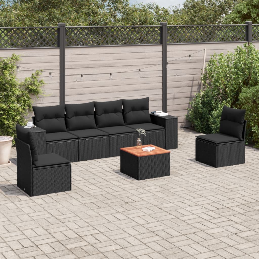 8721102366925_m_en_hd_1 vidaXL 7 Piece Garden Sofa Set with Cushions Black Poly Rattan - Image 1
