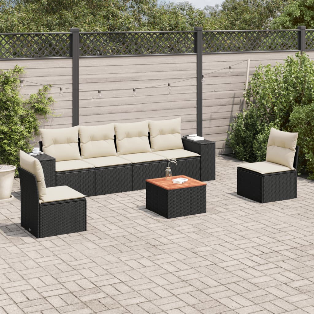 8721102366932_m_en_hd_1 vidaXL 7 Piece Garden Sofa Set with Cushions Black Poly Rattan - Image 1