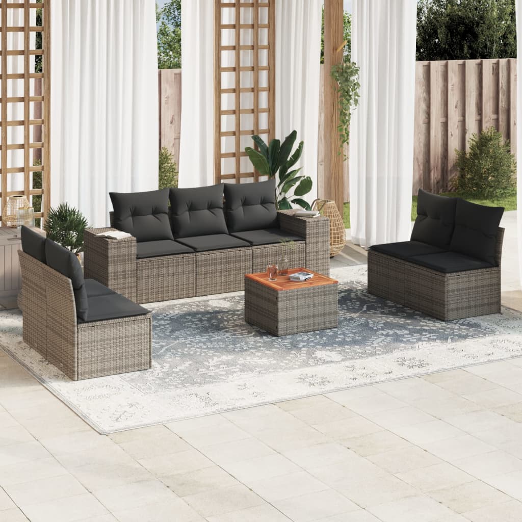 8721102367045_m_en_hd_1 vidaXL 8 Piece Garden Sofa Set with Cushions Grey Poly Rattan - Image 1