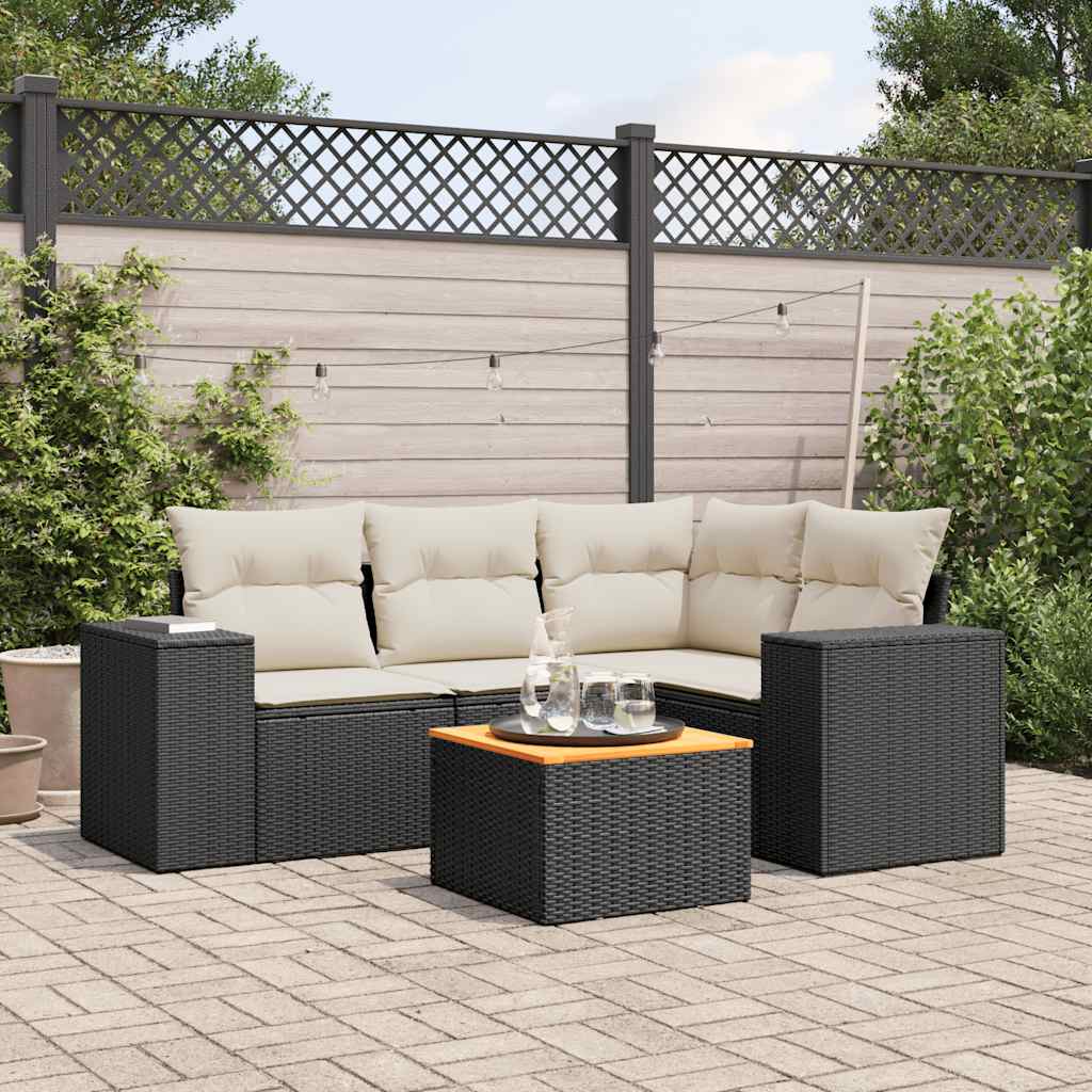 8721102367281_m_en_hd_1 vidaXL 5 Piece Garden Sofa Set with Cushions Black Poly Rattan - Image 1
