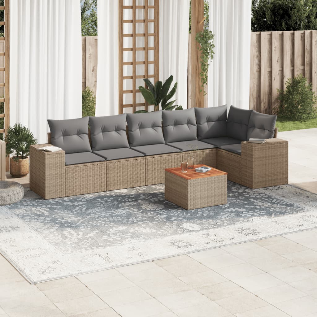 8721102367595_m_en_hd_1 vidaXL 7 Piece Garden Sofa Set with Cushions Beige Poly Rattan - Image 1