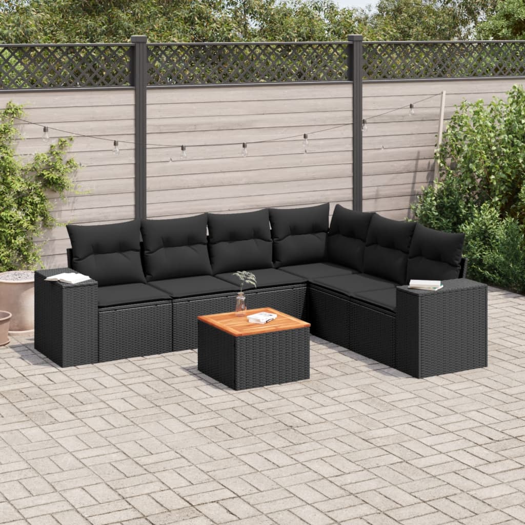 8721102367625_m_en_hd_1 vidaXL 7 Piece Garden Sofa Set with Cushions Black Poly Rattan - Image 1