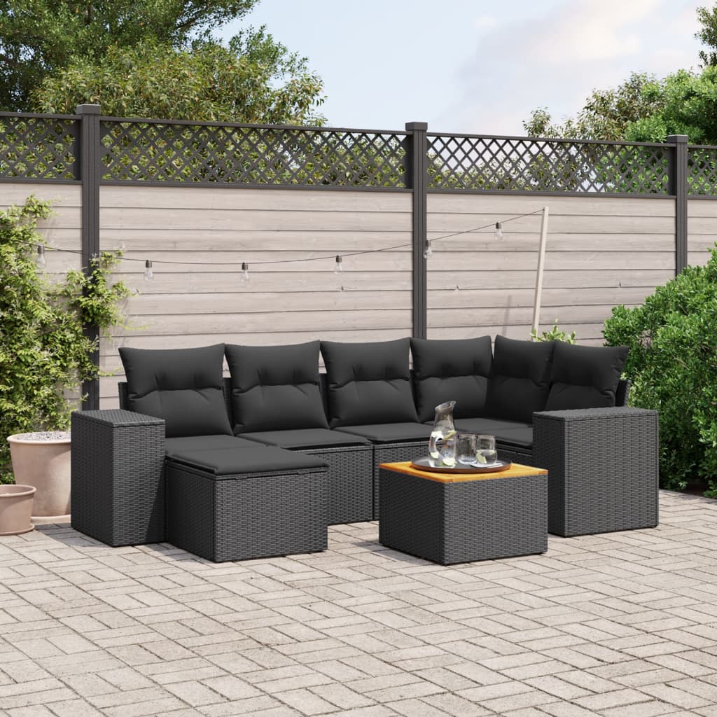 8721102368462_m_en_hd_1 vidaXL 7 Piece Garden Sofa Set with Cushions Black Poly Rattan - Image 1