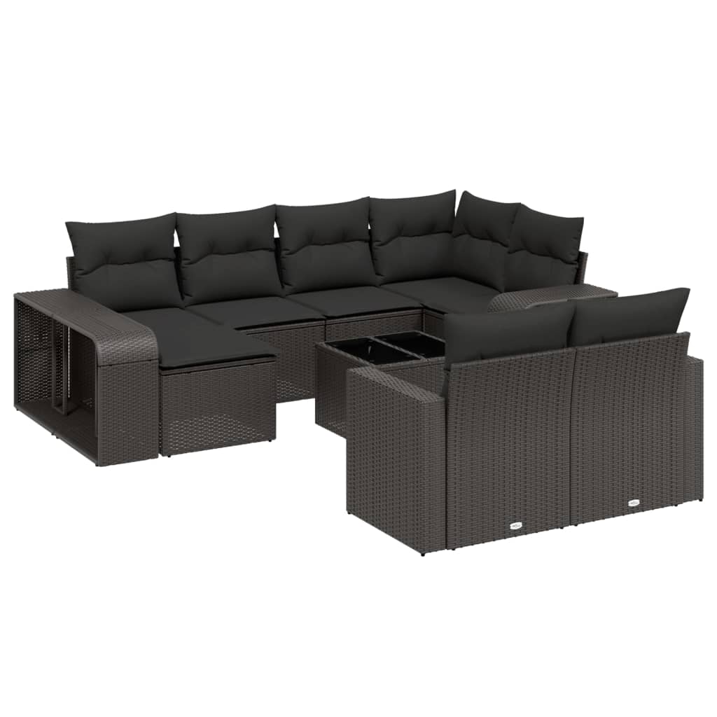 8721102376757_a_en_hd_1 vidaXL 11 Piece Garden Sofa Set with Cushions Black Poly Rattan - Image 2