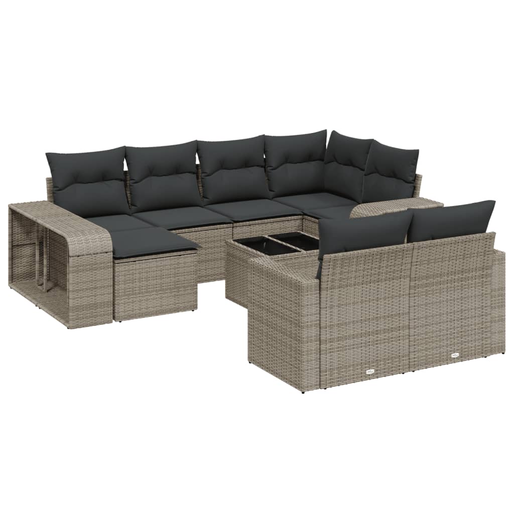 8721102376801_a_en_hd_1 vidaXL 11 Piece Garden Sofa Set with Cushions Grey Poly Rattan - Image 2
