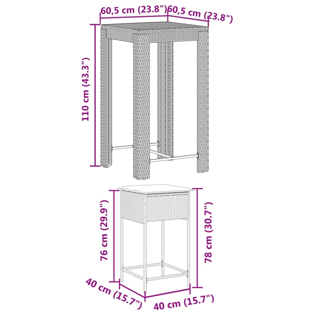 8721102378249_g_en_hd_6 vidaXL 3 Piece Garden Bar Set with Cushions Grey Poly Rattan - Image 8