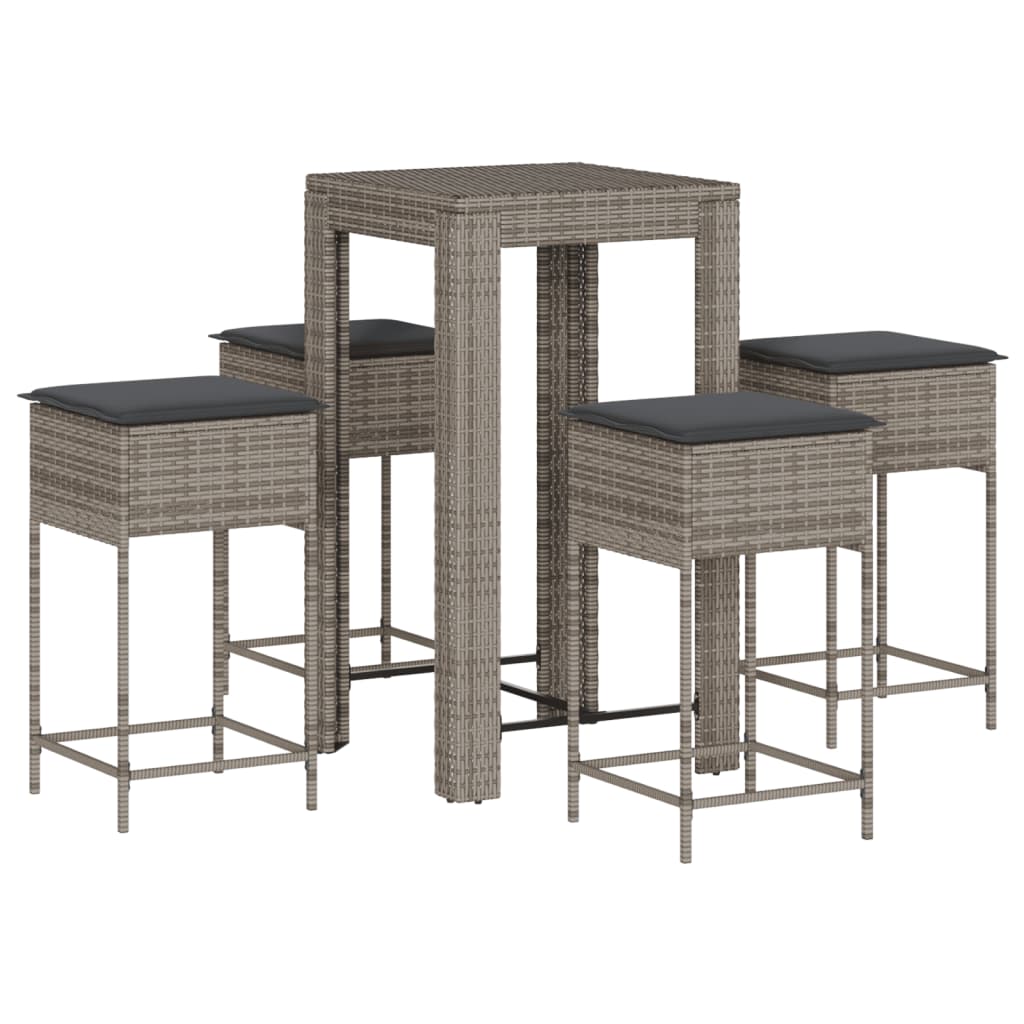 8721102378256_a_en_hd_1 vidaXL 5 Piece Garden Bar Set with Cushions Grey Poly Rattan - Image 2