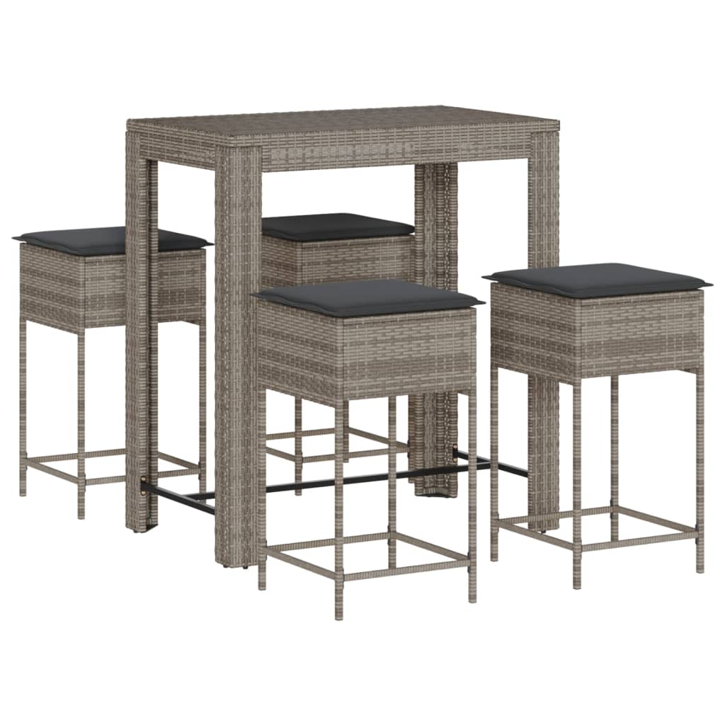 8721102378300_a_en_hd_1 vidaXL 5 Piece Garden Bar Set with Cushions Grey Poly Rattan - Image 2