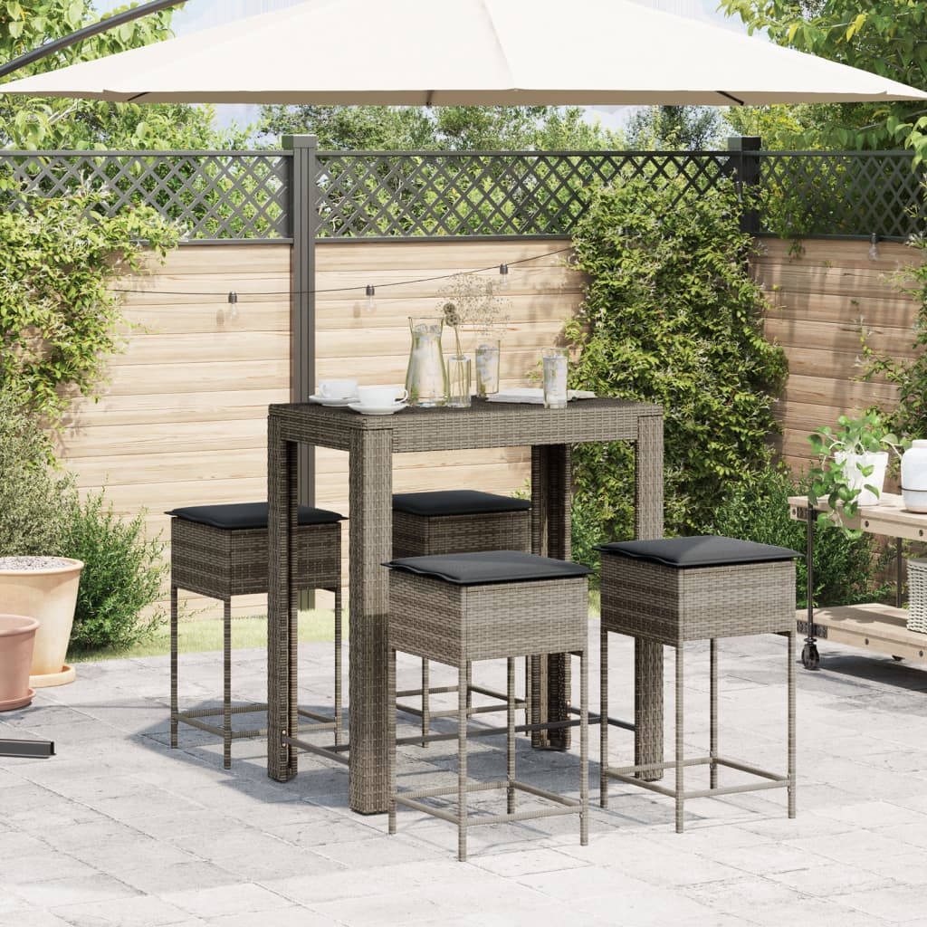 8721102378300_g_en_hd_1 vidaXL 5 Piece Garden Bar Set with Cushions Grey Poly Rattan - Image 3