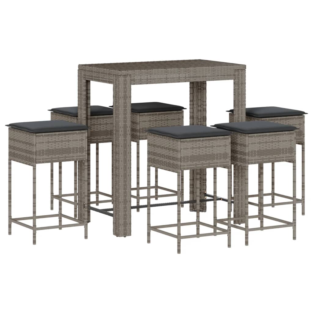 8721102378317_a_en_hd_1 vidaXL 7 Piece Garden Bar Set with Cushions Grey Poly Rattan - Image 2