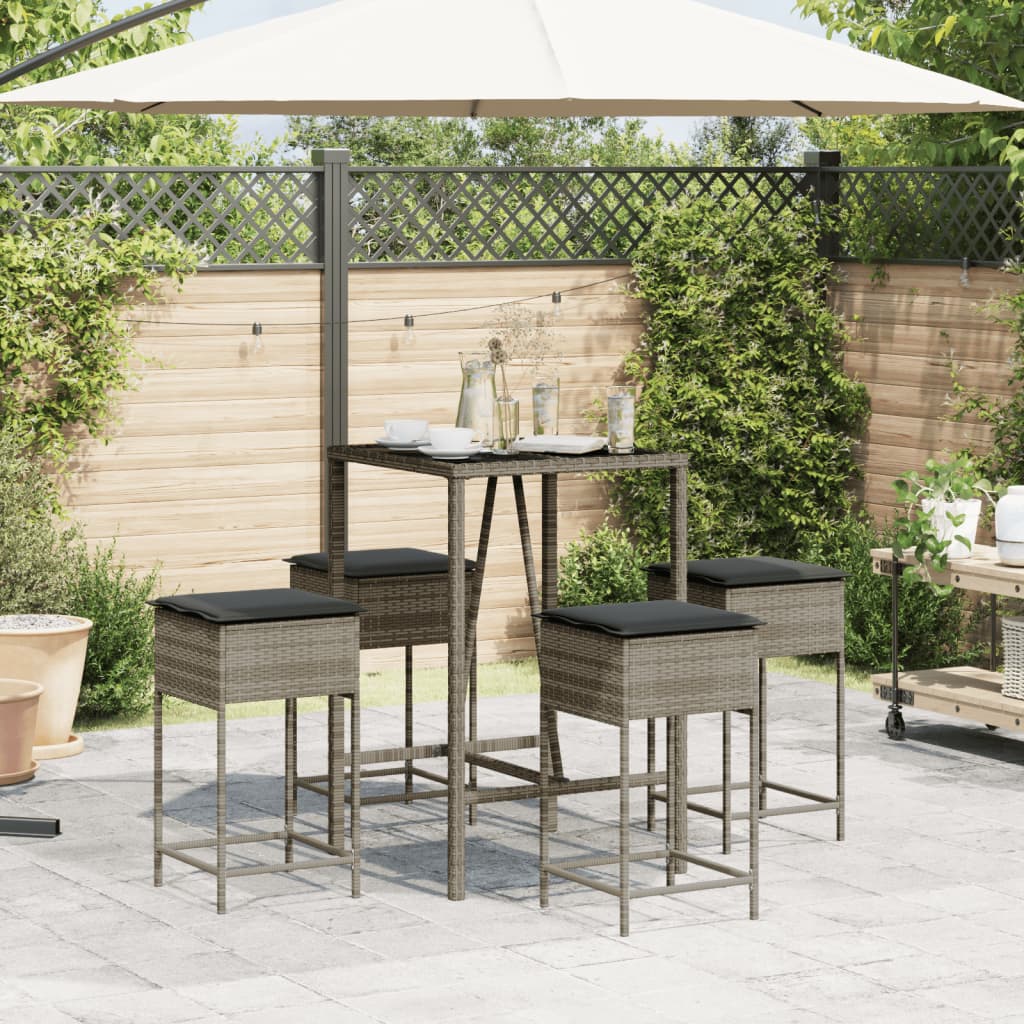 8721102378379_g_en_hd_1 vidaXL 5 Piece Garden Bar Set with Cushions Grey Poly Rattan - Image 3