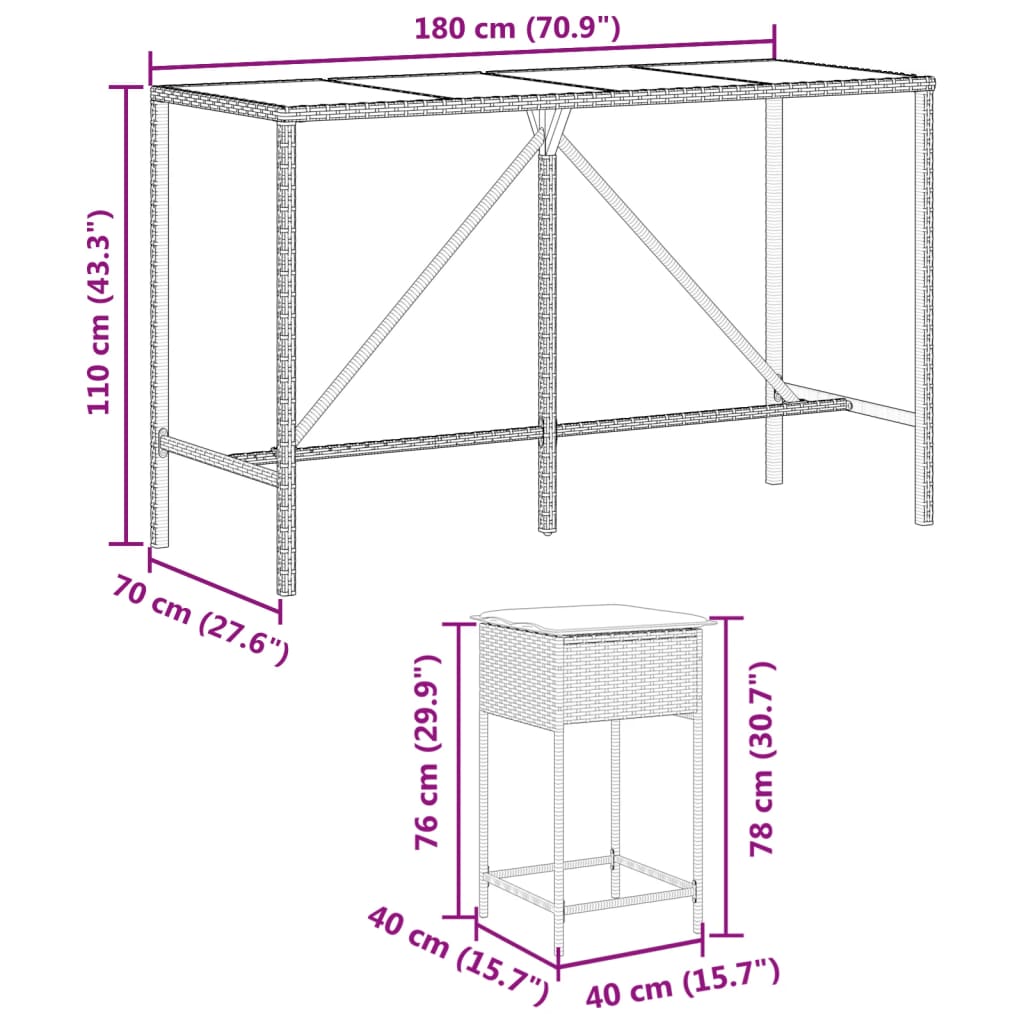 8721102378485_g_en_hd_6 vidaXL 7 Piece Garden Bar Set with Cushions Grey Poly Rattan - Image 8