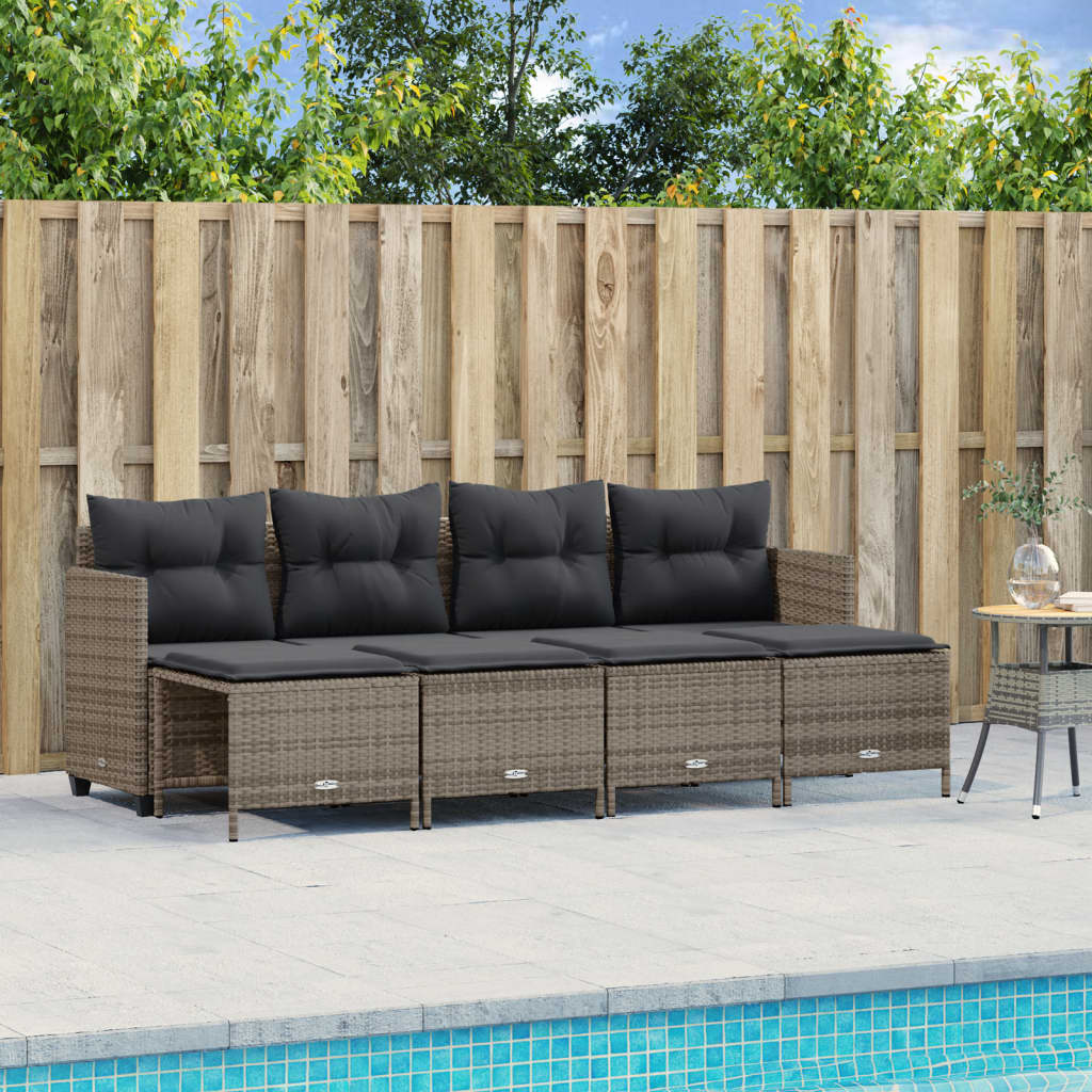 vidaXL 5 Piece Garden Sofa Set with Cushions Grey Poly Rattan