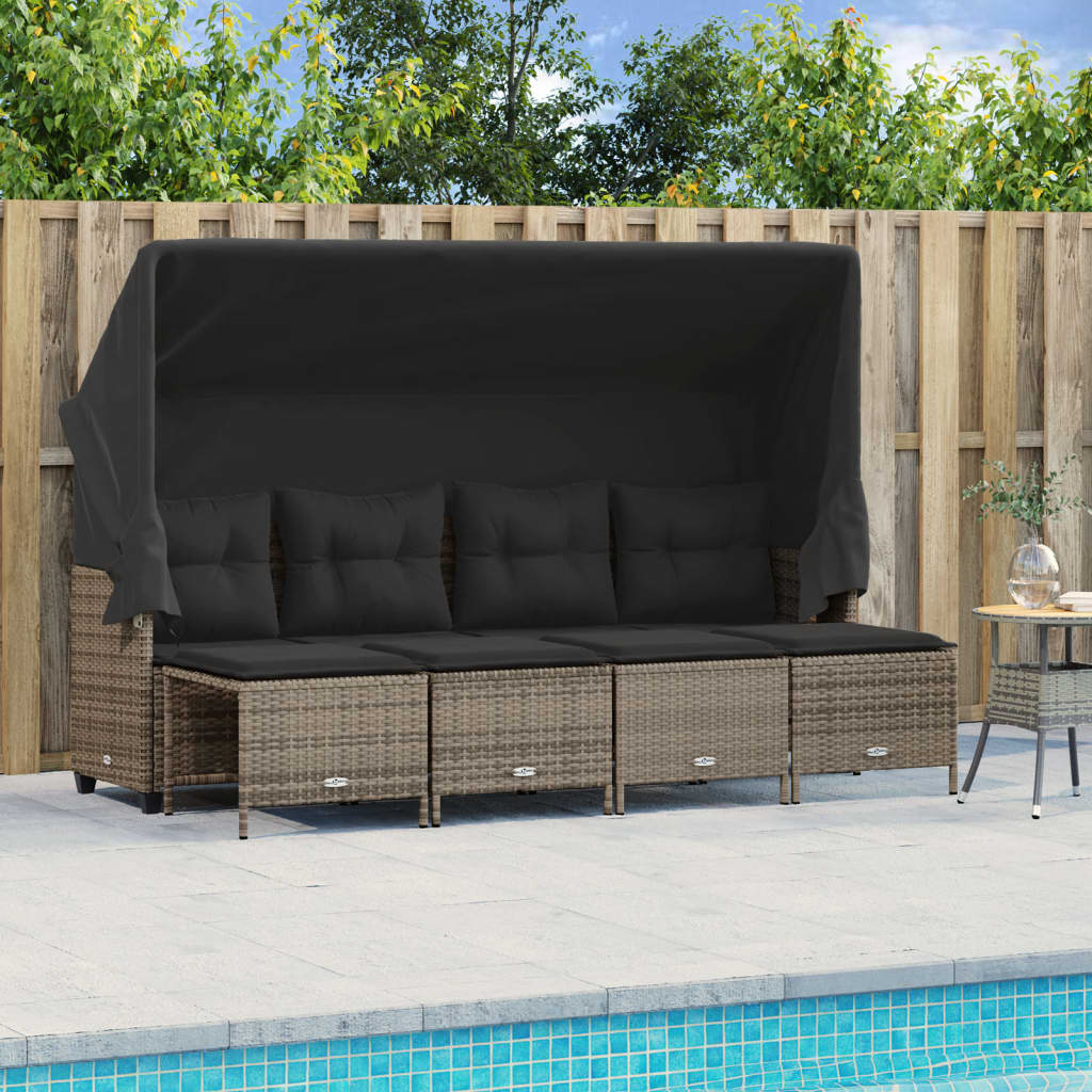 vidaXL 5 Piece Garden Sofa Set with Cushions Grey Poly Rattan