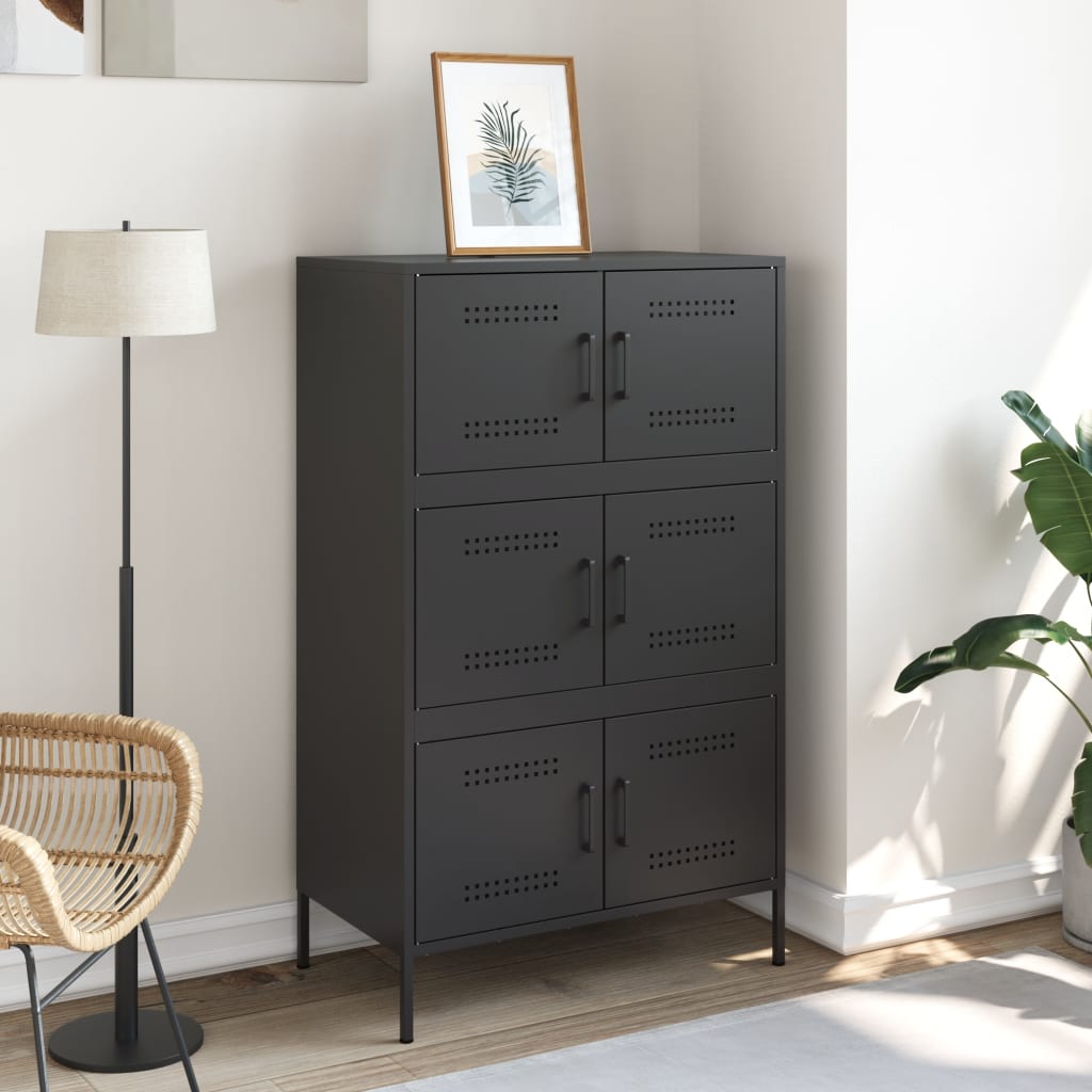 8721102389207_g_en_hd_1 vidaXL Highboard Black 68x39x113 cm Steel - Image 4