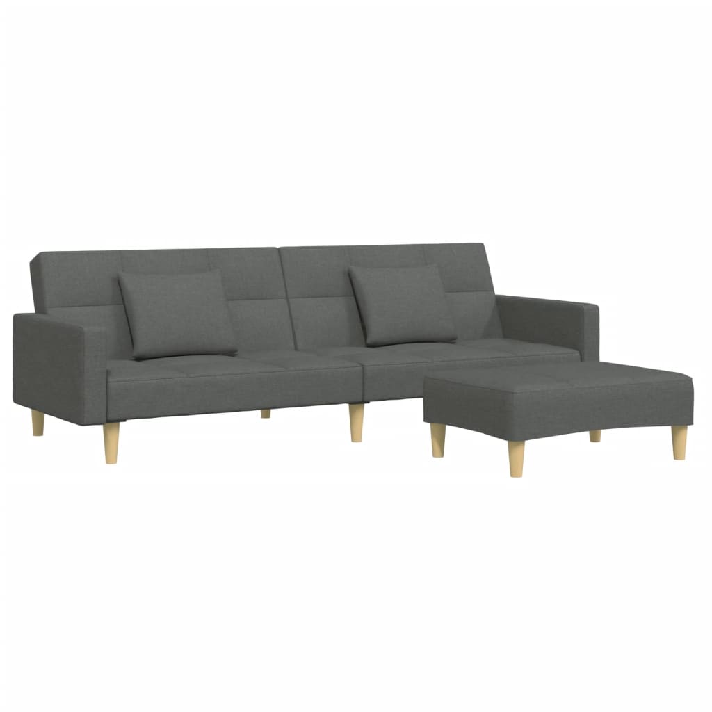 8721102391422_a_en_hd_1 vidaXL 2-Seater Sofa Bed with Footstool Dark Grey Fabric - Image 2
