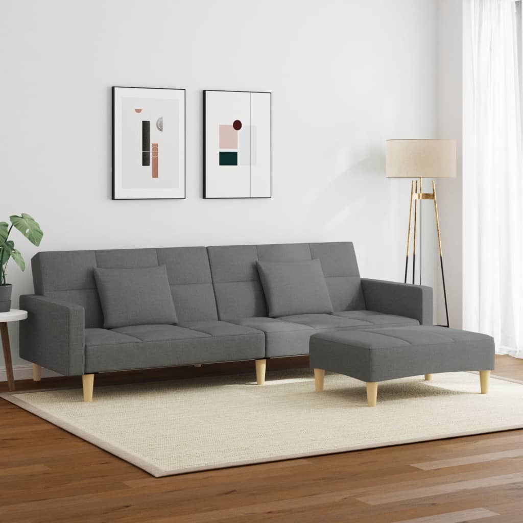 8721102391422_g_en_hd_1 vidaXL 2-Seater Sofa Bed with Footstool Dark Grey Fabric - Image 3
