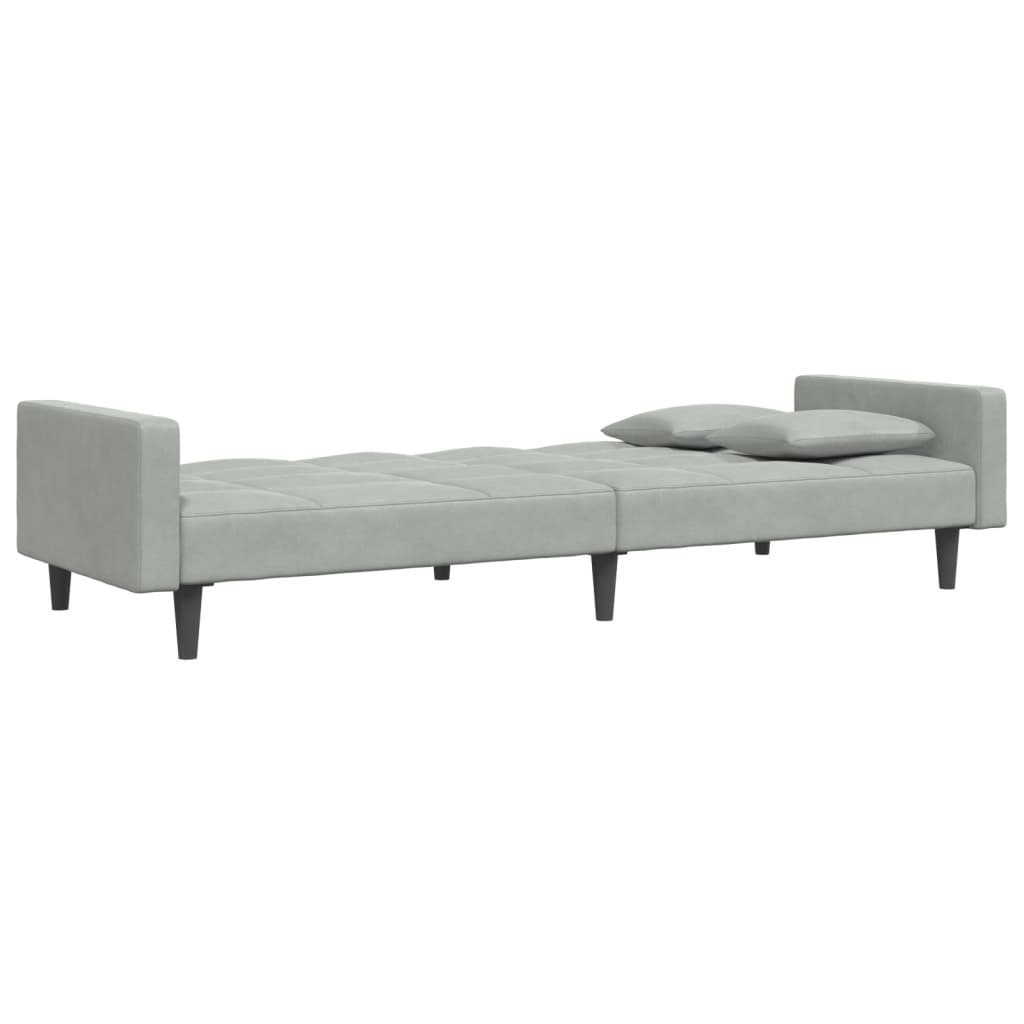 8721102391514_g_en_hd_3 vidaXL 2-Seater Sofa Bed with Footstool Light Grey Velvet - Image 5