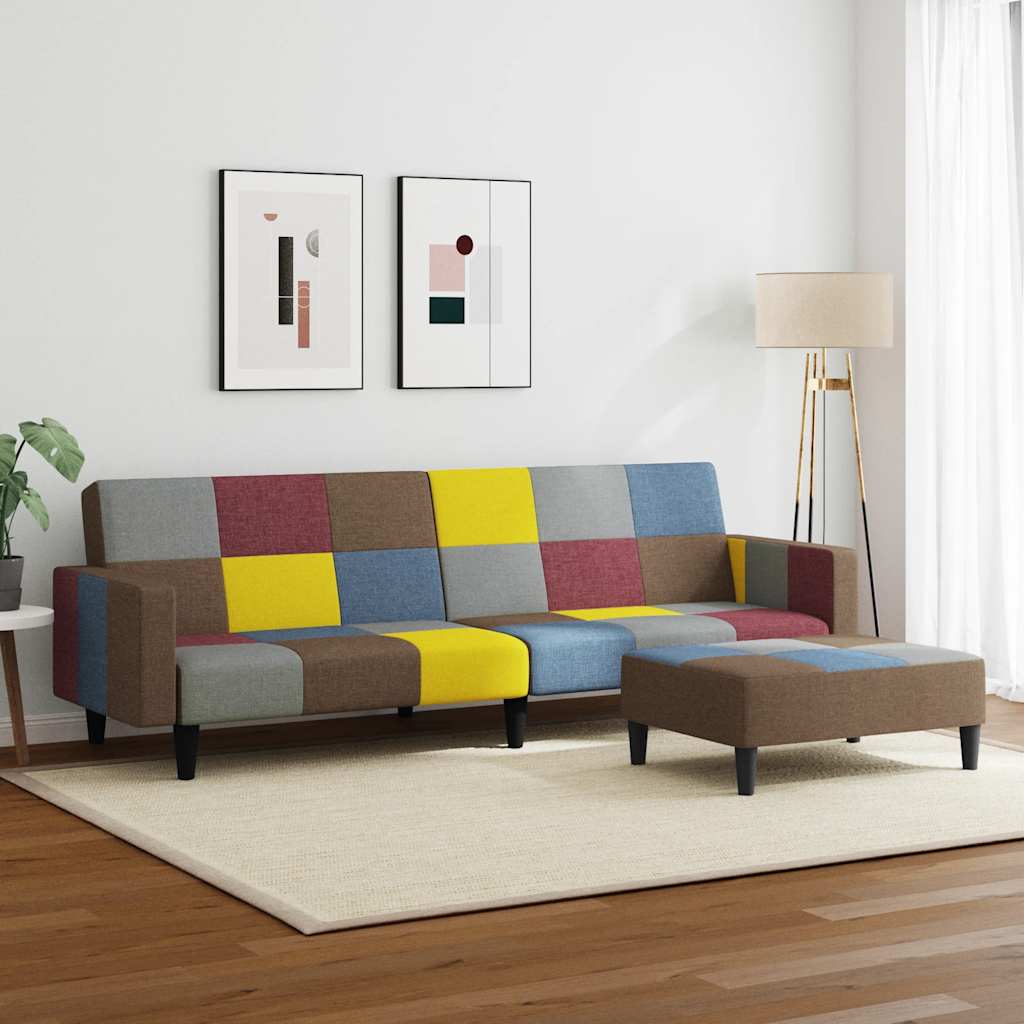 8721102391576_g_en_hd_1 vidaXL 2-Seater Sofa Bed with Footstool Patchwork Fabric - Image 3