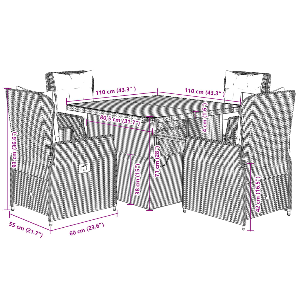 8721102391934_g_en_hd_7 vidaXL 5 Piece Garden Dining Set with Cushions Black Poly Rattan - Image 9