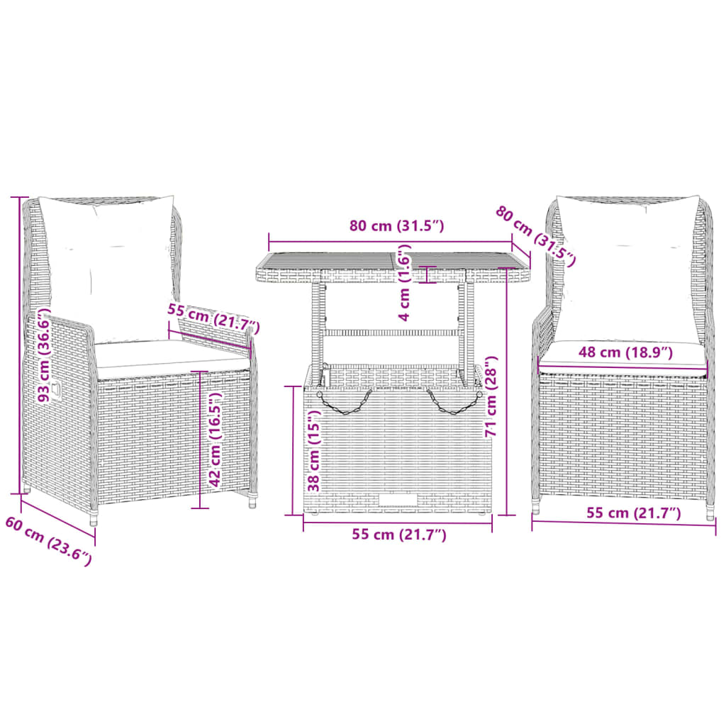 8721102391941_g_en_hd_7 vidaXL 3 Piece Bistro Set with Cushions Grey Poly Rattan - Image 9