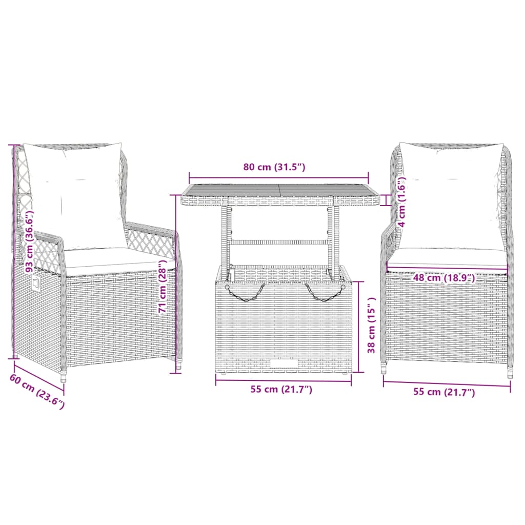 8721102393365_g_en_hd_7 vidaXL 3 Piece Garden Dining Set with Cushions Black Poly Rattan - Image 9